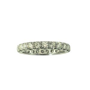 14 Karat White Gold Diamond Eternity Band Ring Size 7.5 #19517